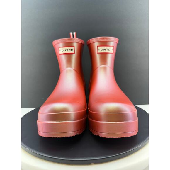 Hunter Original Play Short Nebula Womens Sz 10 Rain Boots Iridescent Coral Red - Picture 3 of 11